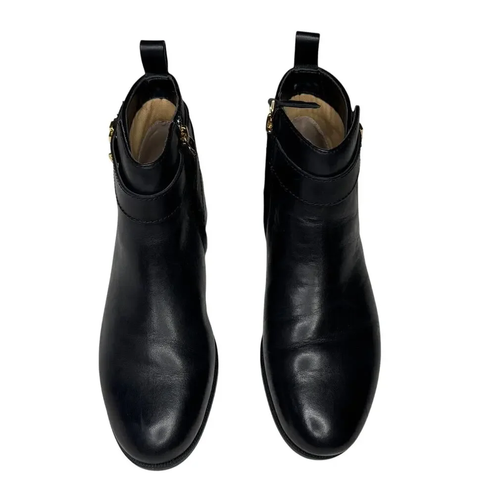 Lauren Ralph Lauren Bonne Black Leather Ankle Boots Size 6B
